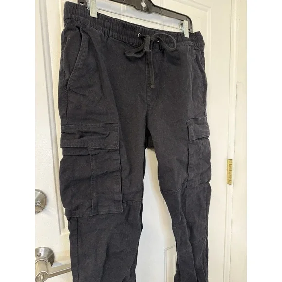 PacSun Men's Size‎ Medium Black Canvas Drawstring Cargo Pocket Elastic Waist - Picture 3 of 7